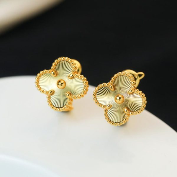 réplica,joyas,joyería,1:1,replica,fake,lujo,barato [Versión superior] Pendientes medianos con trébol de cuatro hojas de Van Cleef & Arpels
