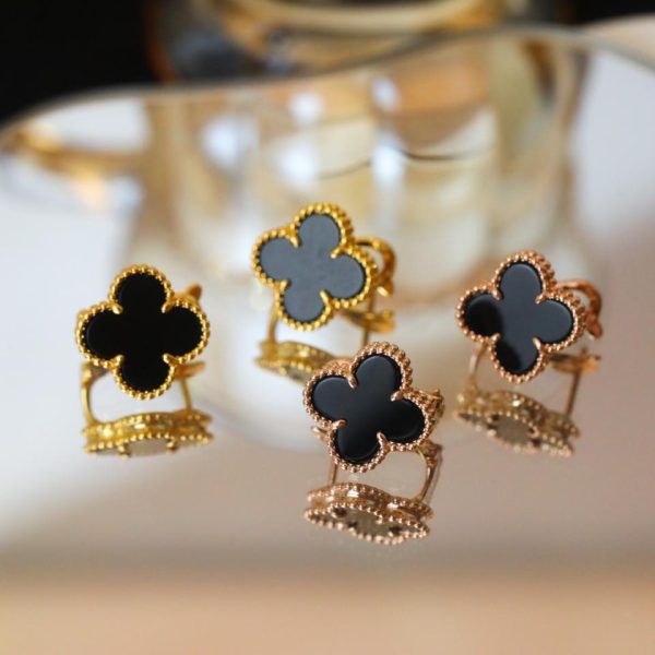 réplica,joyas,joyería,1:1,replica,fake,lujo,barato [Versión superior] Pendientes medianos con trébol de cuatro hojas de Van Cleef & Arpels