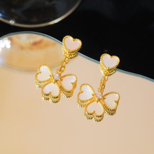 réplica,joyas,joyería,1:1,replica,fake,lujo,barato [Versión superior] Pendientes mini con trébol de diamantes de Van Cleef & Arpels