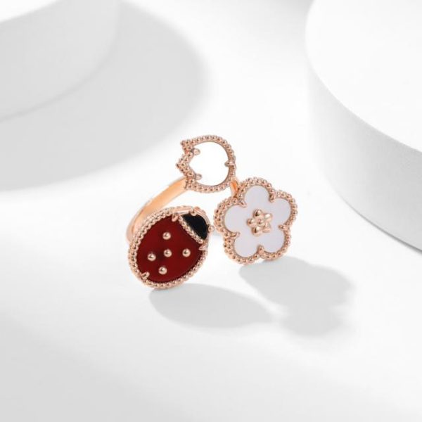 réplica,joyas,joyería,1:1,replica,fake,lujo,barato [Versión superior] Van Cleef & Arpels nuevo anillo de flor de ciruelo de la serie Lucky Spring