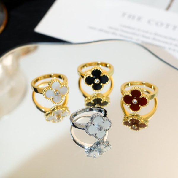 réplica,joyas,joyería,1:1,replica,fake,lujo,barato [Versión superior] Anillo de trébol de cuatro hojas de Van Cleef & Arpels