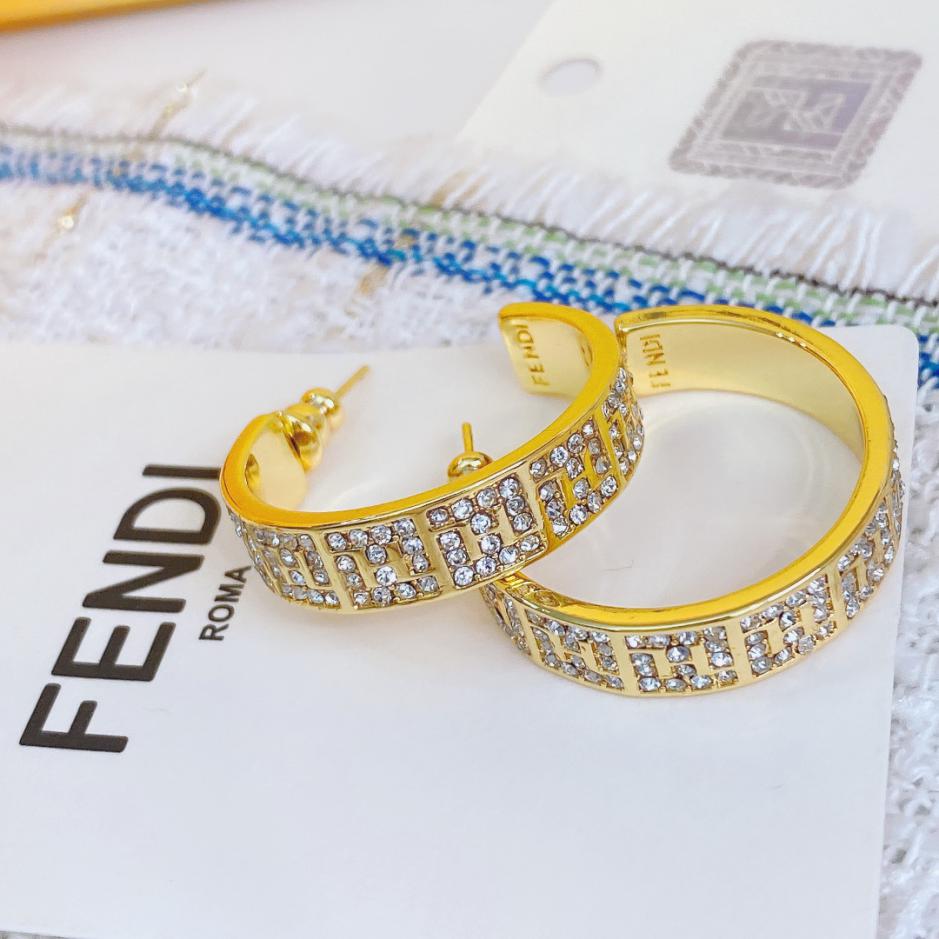 réplica,joyas,joyería,1:1,replica,fake,lujo,barato Fendi nuevos pendientes llenos de diamantes