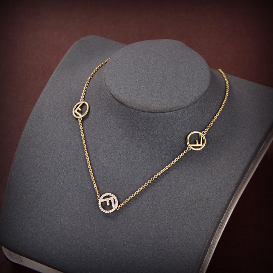 réplica,joyas,joyería,1:1,replica,fake,lujo,barato collar con logo FENDI