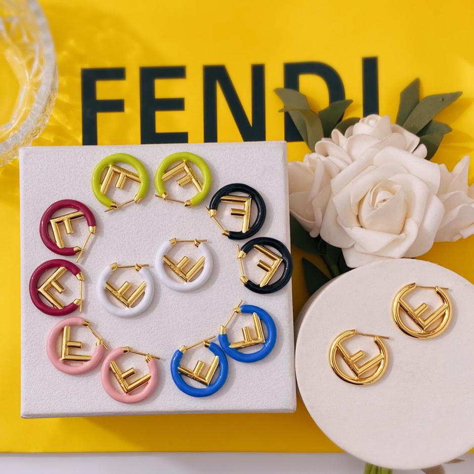 réplica,joyas,joyería,1:1,replica,fake,lujo,barato Pendientes colgantes de aceite de colores con letras FENDIF