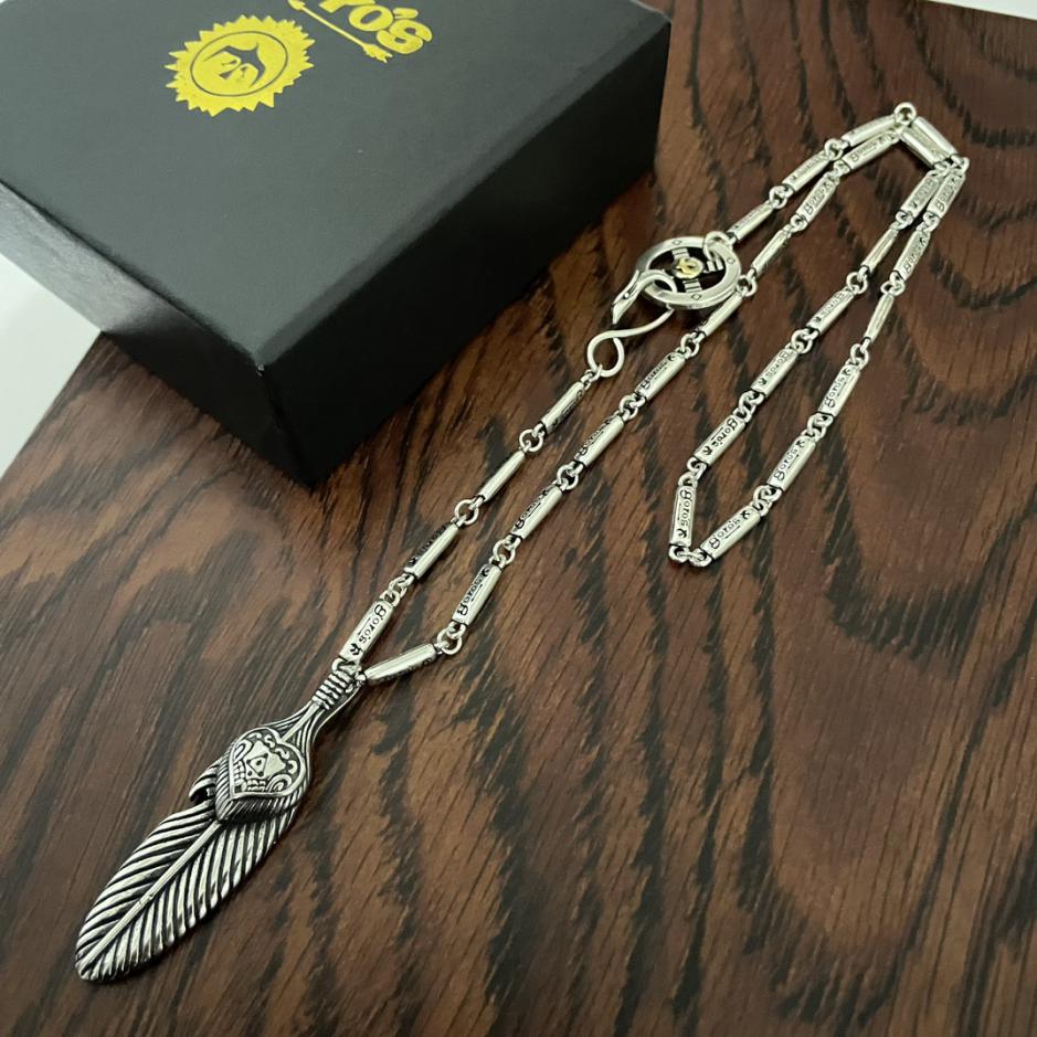 réplica,joyas,joyería,1:1,replica,fake,lujo,barato [Versión superior] collar de letras de bambú con colgante de pluma Goro Takahashi de goro