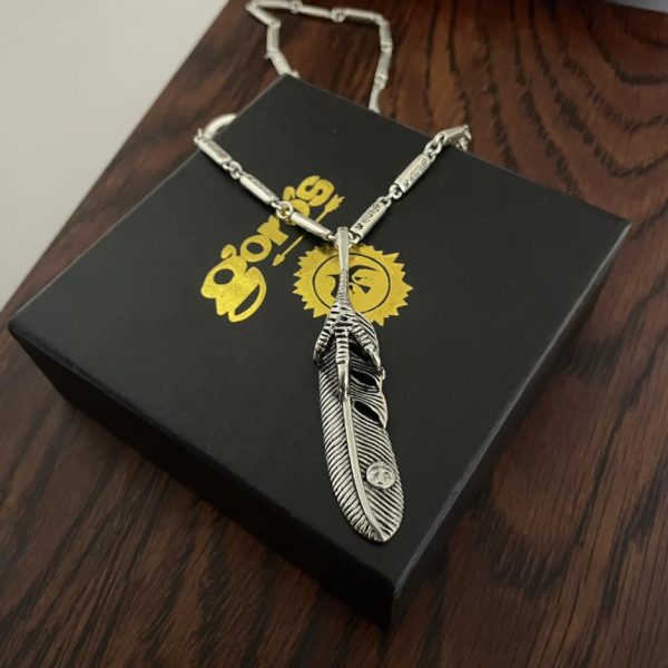 réplica,joyas,joyería,1:1,replica,fake,lujo,barato [Versión superior] collar de letras de bambú con colgante de pluma Goro Takahashi de goro