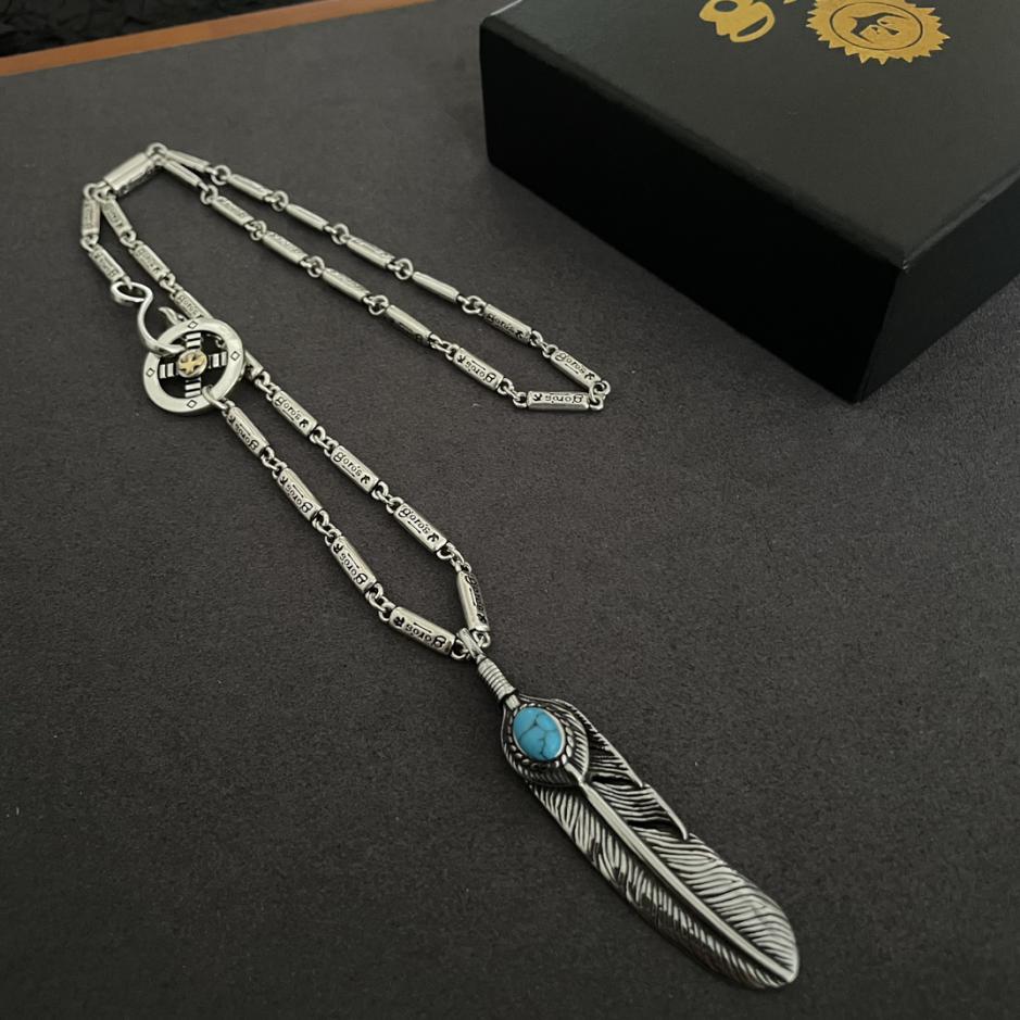 réplica,joyas,joyería,1:1,replica,fake,lujo,barato [Versión superior] colgante de pluma Goro Takahashi de goro, collar clásico con letras de bambú Takahashi