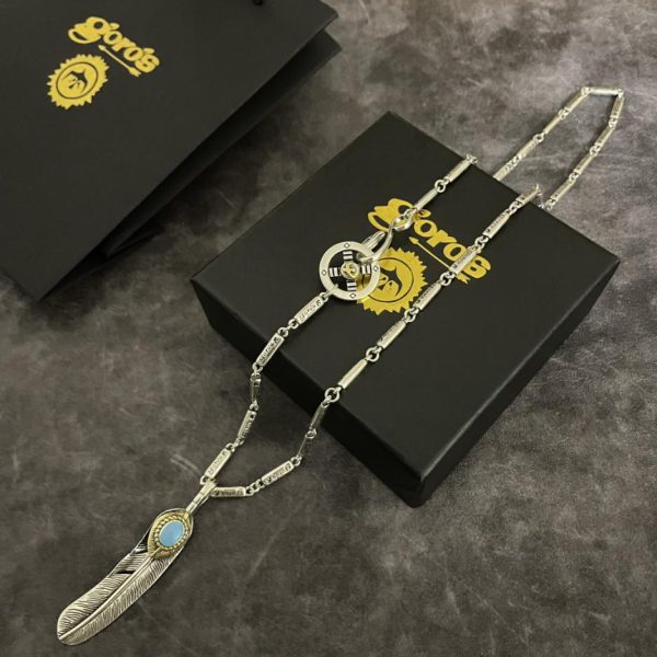 réplica,joyas,joyería,1:1,replica,fake,lujo,barato [Versión superior] Collar con colgante doble de plumas Goro Takahashi de goro