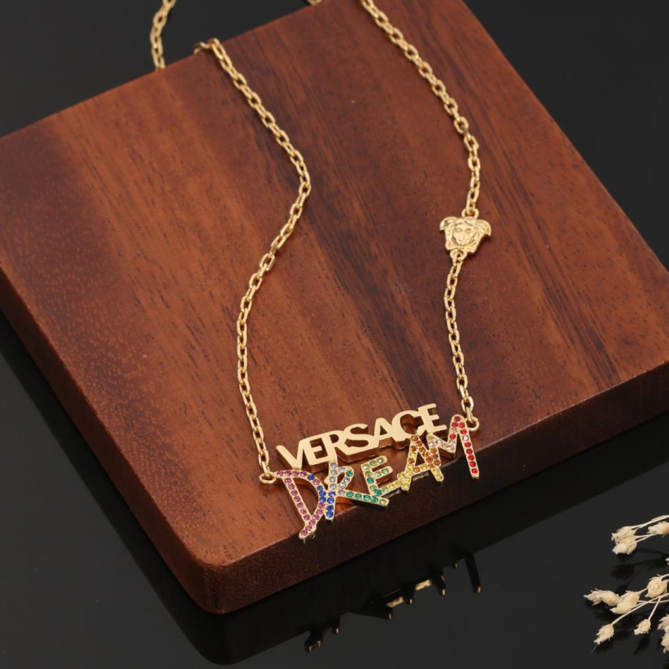 réplica,joyas,joyería,1:1,replica,fake,lujo,barato collar con letras Versace