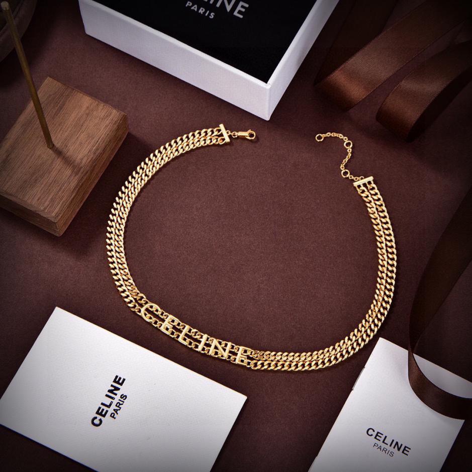 réplica,joyas,joyería,1:1,replica,fake,lujo,barato Collar con letras nuevas de Celine