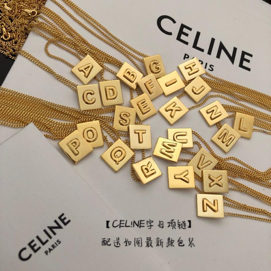 réplica,joyas,joyería,1:1,replica,fake,lujo,barato Collar Celine con letras cuadradas