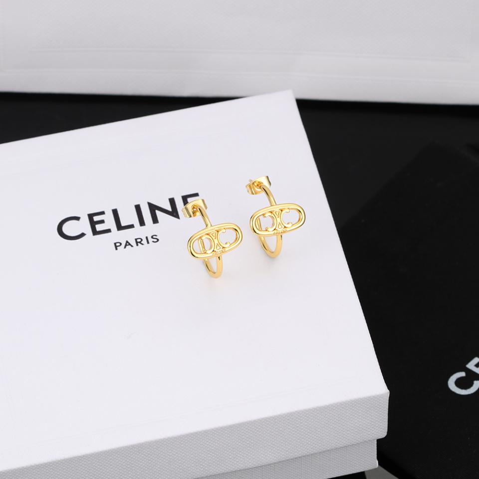 réplica,joyas,joyería,1:1,replica,fake,lujo,barato Pendientes Celine de textura cepillada mediana
