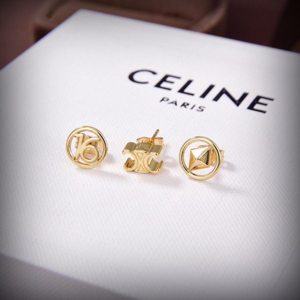 réplica,joyas,joyería,1:1,replica,fake,lujo,barato Celine nuevos pendientes tres en uno de oro