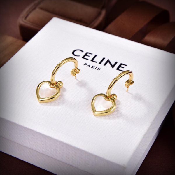 réplica,joyas,joyería,1:1,replica,fake,lujo,barato Pendientes Celine Art Nouveau de concha blanca