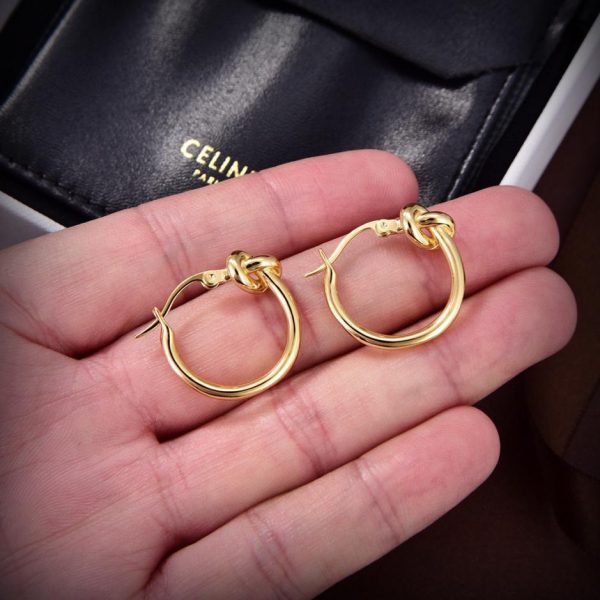 réplica,joyas,joyería,1:1,replica,fake,lujo,barato Pendientes anudados en oro nuevo Celine