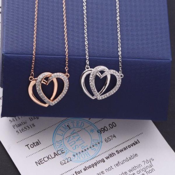 réplica,joyas,joyería,1:1,replica,fake,lujo,barato Cadena de doble capa con estrella y luna de Swarovski