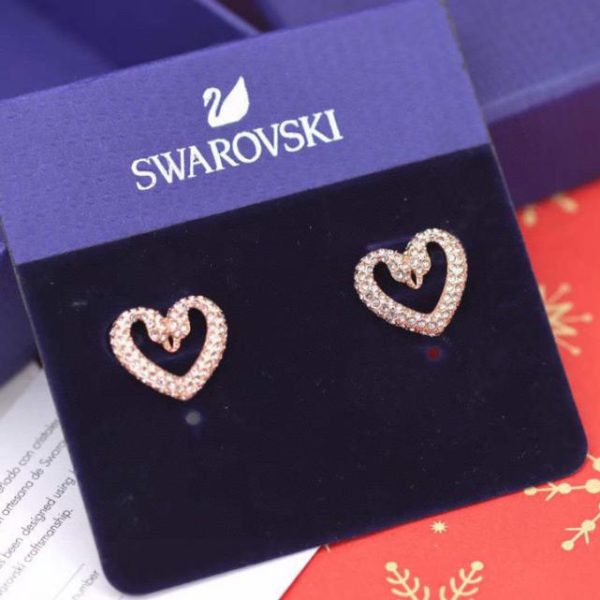réplica,joyas,joyería,1:1,replica,fake,lujo,barato pendientes cisne swarovski