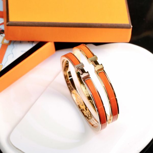 réplica,joyas,joyería,1:1,replica,fake,lujo,barato Pulsera estrecha de esmalte Hermes/varios colores disponibles
