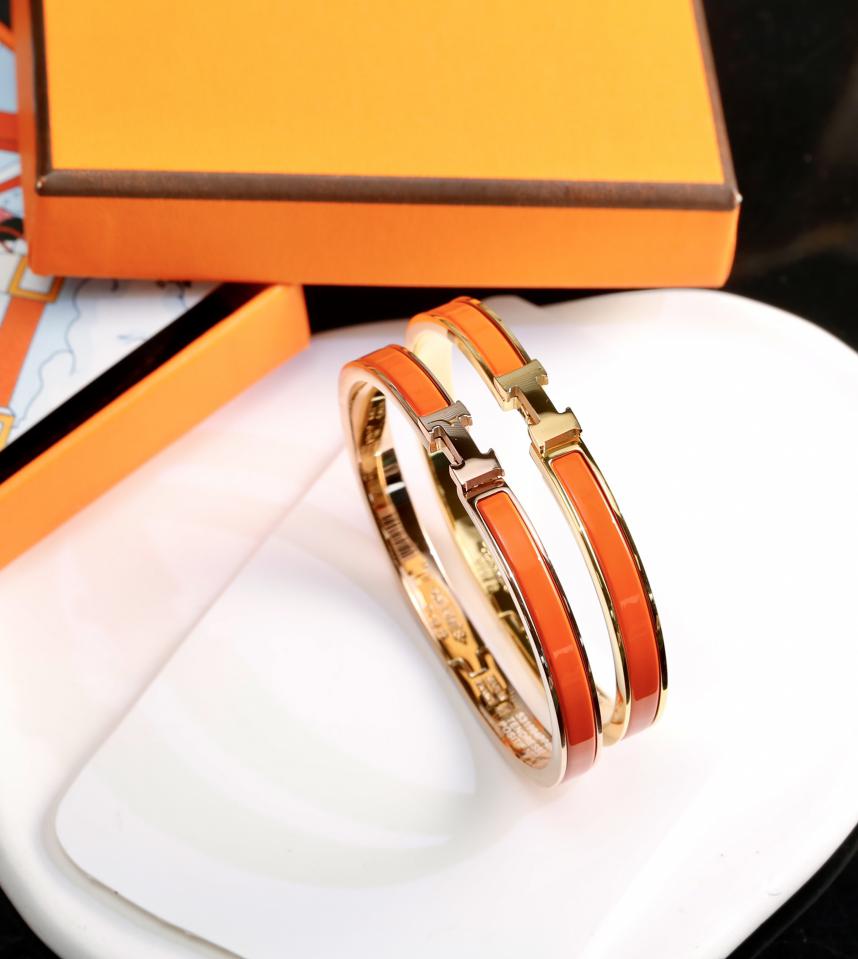 réplica,joyas,joyería,1:1,replica,fake,lujo,barato Pulsera estrecha de esmalte Hermes/varios colores disponibles