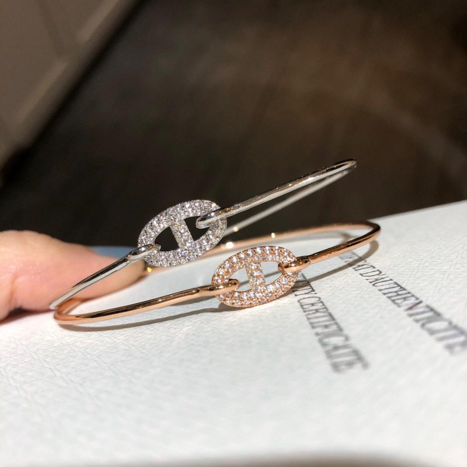 réplica,joyas,joyería,1:1,replica,fake,lujo,barato Pulsera de diamantes Hermes con nariz de cerdo