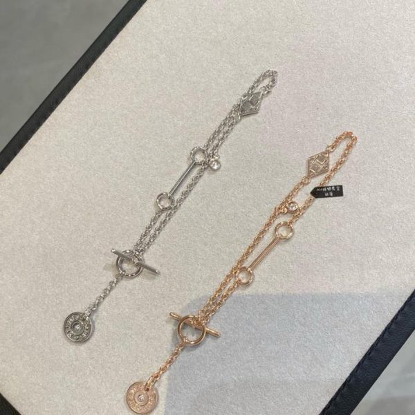 réplica,joyas,joyería,1:1,replica,fake,lujo,barato Pulsera Hermes H de esmalte negro