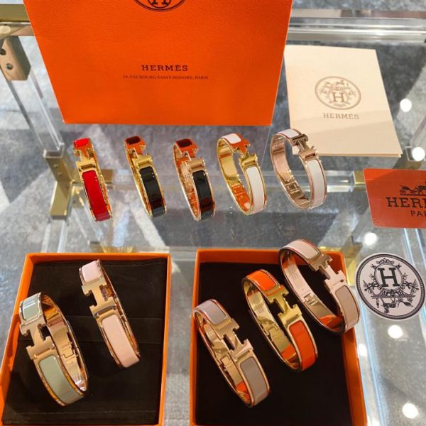 réplica,joyas,joyería,1:1,replica,fake,lujo,barato Pulsera Hermes H de esmalte negro
