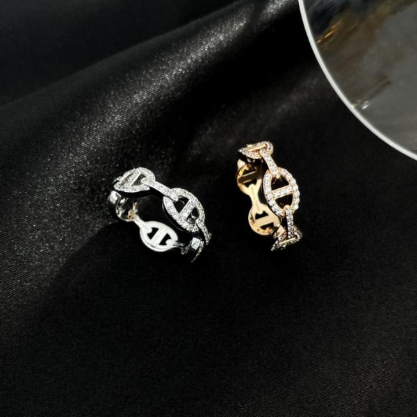 réplica,joyas,joyería,1:1,replica,fake,lujo,barato Hermes anillo de nariz de cerdo con diamantes completos