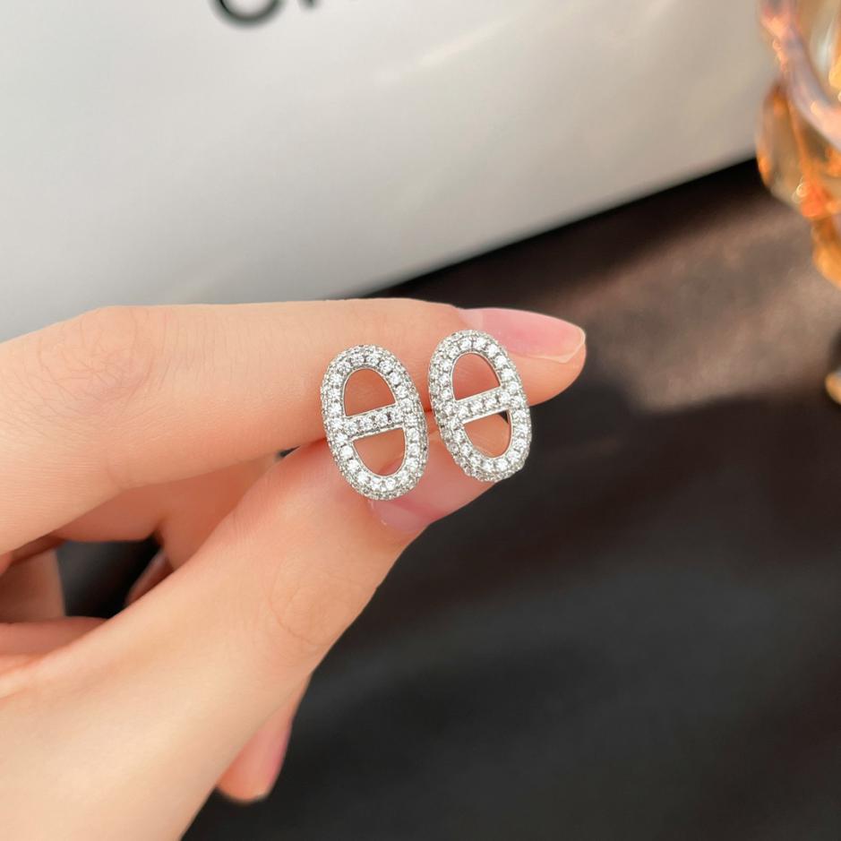 réplica,joyas,joyería,1:1,replica,fake,lujo,barato réplica,joyas,joyería,1:1,replica,fake,lujo,barato Pendientes de diamantes Hermes con nariz de cerdo