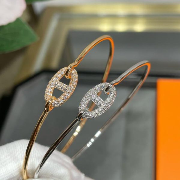 réplica,joyas,joyería,1:1,replica,fake,lujo,barato Pulsera Hermes con nariz de cerdo y diamantes.
