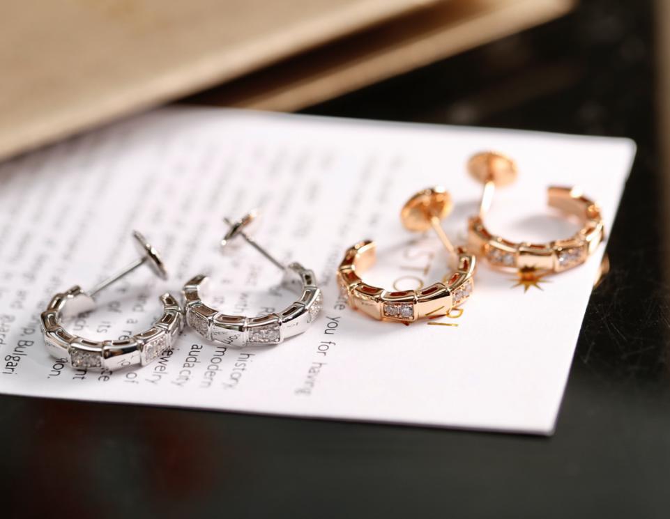 réplica,joyas,joyería,1:1,replica,fake,lujo,barato Pendientes Bvlgari con taladro de hueso de serpiente