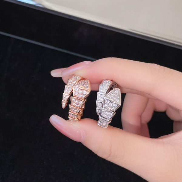 réplica,joyas,joyería,1:1,replica,fake,lujo,barato Bvlgari serpenti anillo ancho de serpiente con diamantes completos