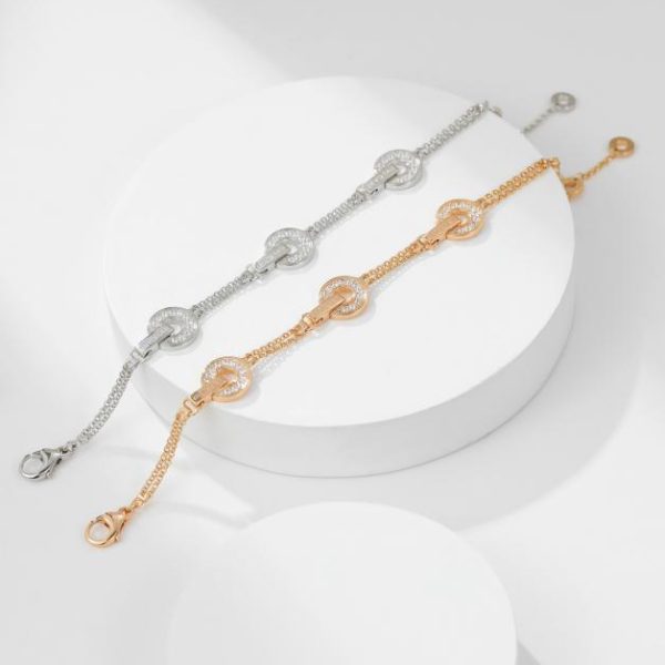 réplica,joyas,joyería,1:1,replica,fake,lujo,barato Pulsera de diamantes con disco Bvlgari