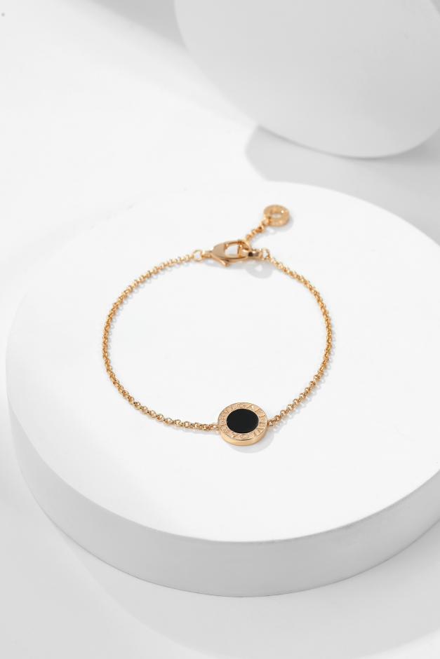 réplica,joyas,joyería,1:1,replica,fake,lujo,barato réplica,joyas,joyería,1:1,replica,fake,lujo,barato Pulsera Bvlgari BV de doble cara en blanco y negro con una sola flor