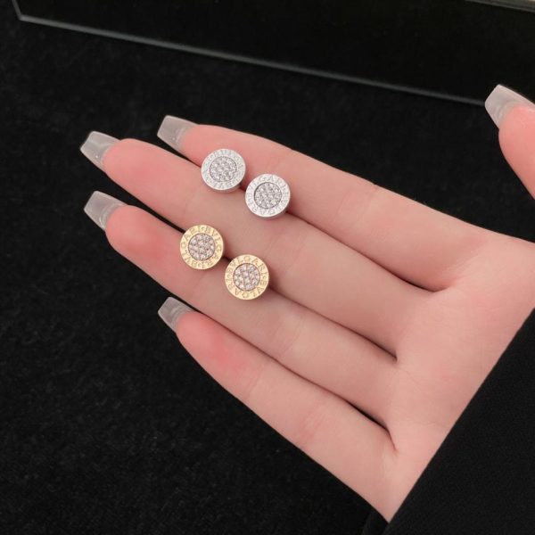 réplica,joyas,joyería,1:1,replica,fake,lujo,barato Pendientes de disco de diamantes completos de la serie Bvlgari BV