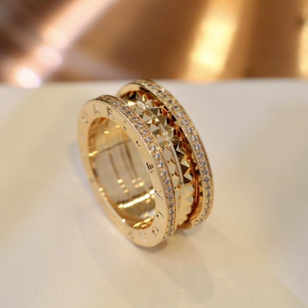 réplica,joyas,joyería,1:1,replica,fake,lujo,barato Anillo Bvlgari con remaches romanos y diamantes