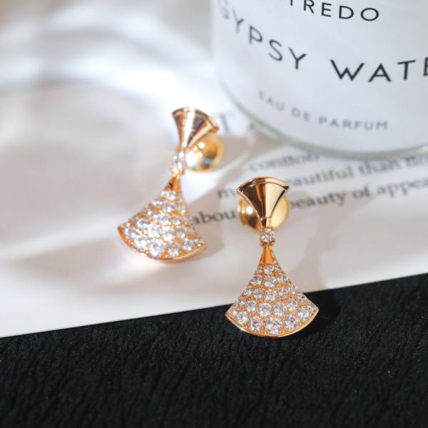 réplica,joyas,joyería,1:1,replica,fake,lujo,barato Pendientes de abanico de diamantes Bvlgari