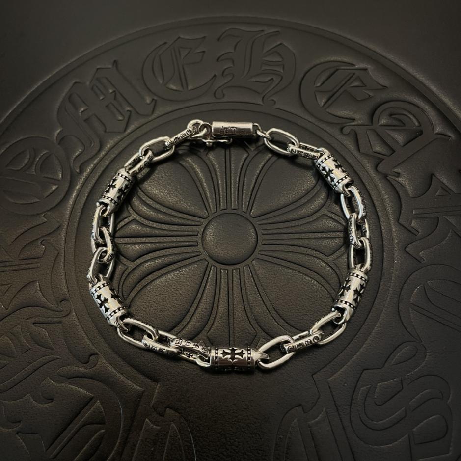 réplica,joyas,joyería,1:1,replica,fake,lujo,barato Pulsera de eslabones cruzados vintage con corazones cromados