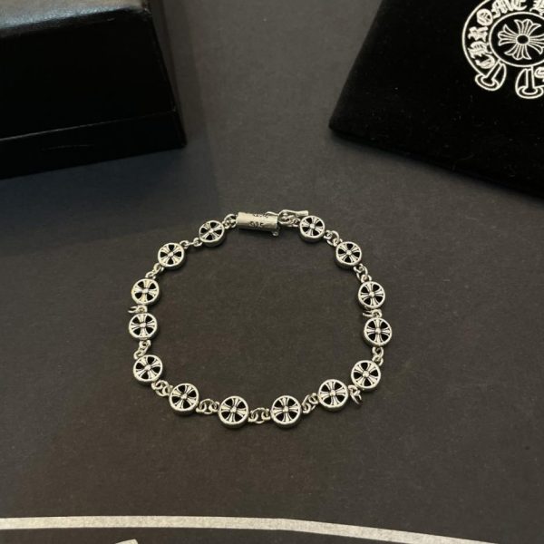 réplica,joyas,joyería,1:1,replica,fake,lujo,barato Pulsera en T vintage con corazones cromados