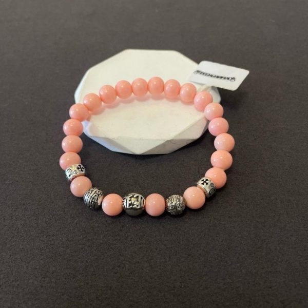 réplica,joyas,joyería,1:1,replica,fake,lujo,barato Pulsera multielemento vintage con cuentas rosas y corazones cromados