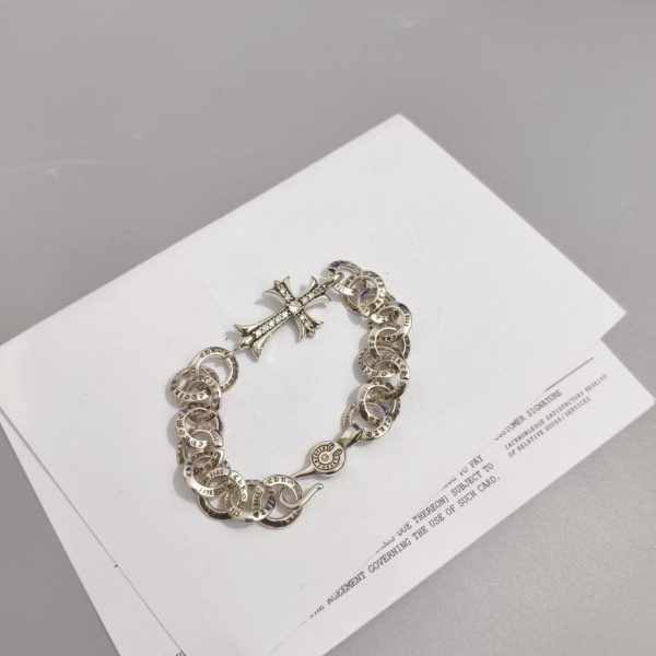 réplica,joyas,joyería,1:1,replica,fake,lujo,barato Pulsera Cruz Corazones Cromada