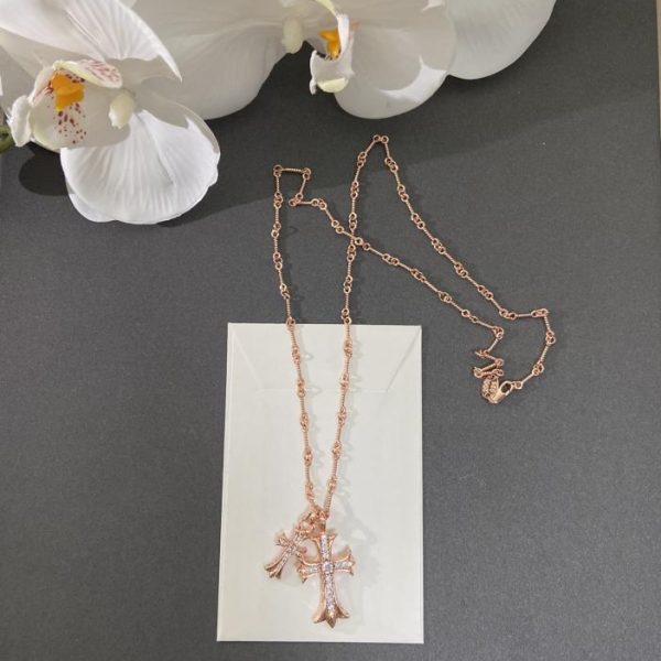 réplica,joyas,joyería,1:1,replica,fake,lujo,barato Cromo Corazones Diamante Doble Cruz