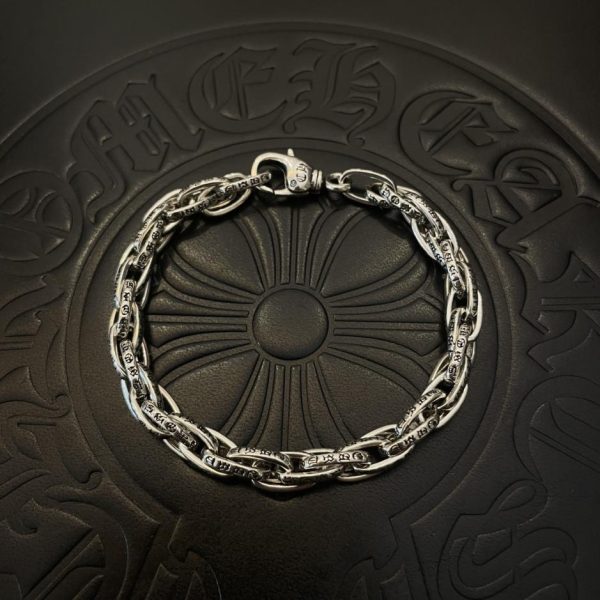 réplica,joyas,joyería,1:1,replica,fake,lujo,barato Pulsera de eslabones vintage con corazones cromados