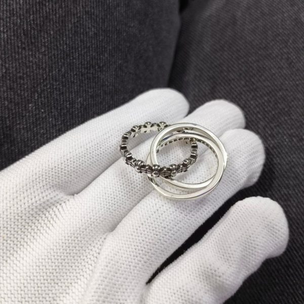 réplica,joyas,joyería,1:1,replica,fake,lujo,barato Anillo Chrome Hearts de plata de tres bandas
