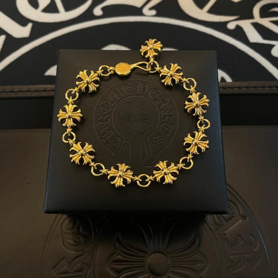 réplica,joyas,joyería,1:1,replica,fake,lujo,barato réplica,joyas,joyería,1:1,replica,fake,lujo,barato Pulsera de flores cruzadas vintage con corazones cromados