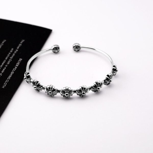 réplica,joyas,joyería,1:1,replica,fake,lujo,barato Pulsera Abierta Cruz Corazones Cromados
