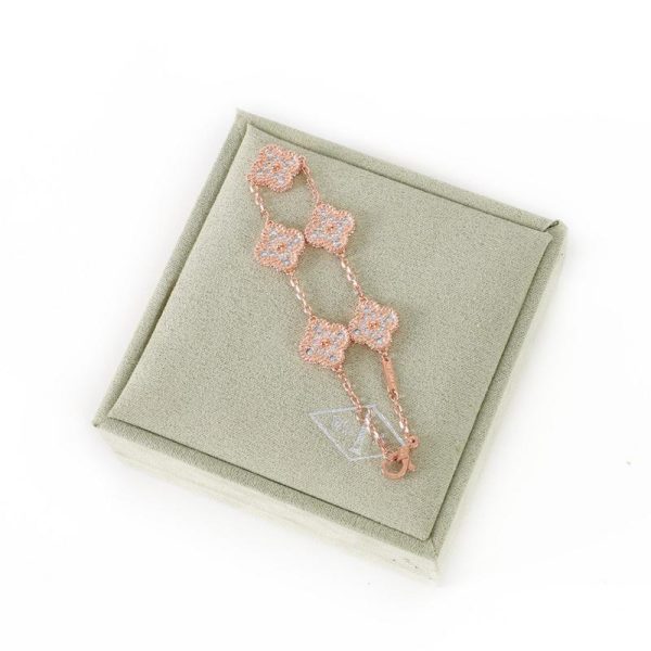 réplica,joyas,joyería,1:1,replica,fake,lujo,barato [Versión de alta calidad] Pulsera de trébol de cinco hojas (F756)