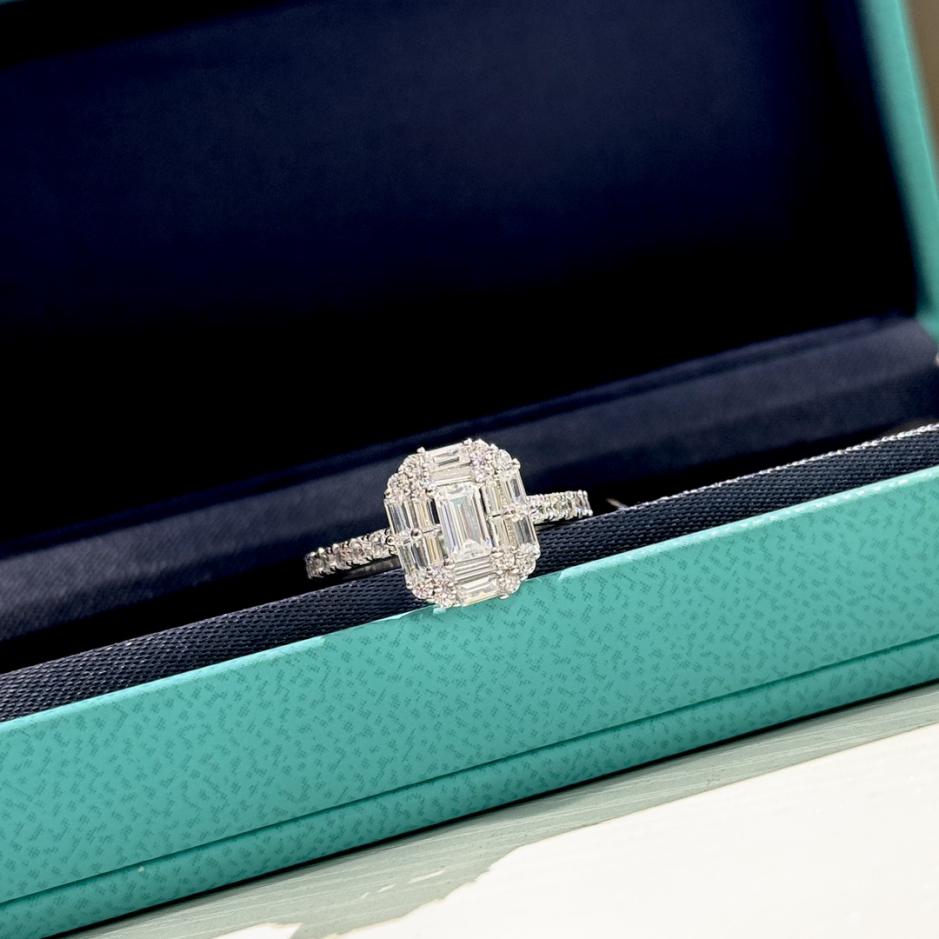 réplica,joyas,joyería,1:1,replica,fake,lujo,barato Anillo Tiffany cuadrado con diamantes
