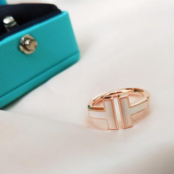 réplica,joyas,joyería,1:1,replica,fake,lujo,barato Anillo Tiffany doble T con concha blanca