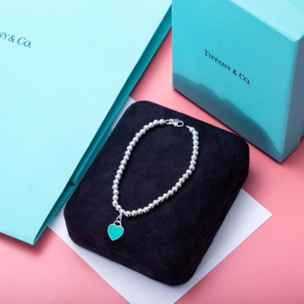 réplica,joyas,joyería,1:1,replica,fake,lujo,barato Pulsera Tiffany T con corazón azul y cuentas