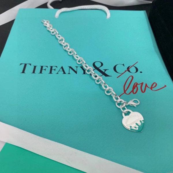 réplica,joyas,joyería,1:1,replica,fake,lujo,barato Pulsera con colgante de plata de ley con forma de corazón Tiffany